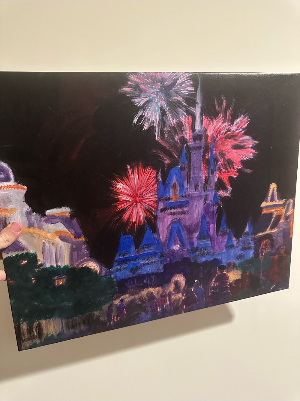 Main Street USA Disney world castle Fireworks Canvas Art painting 16x20